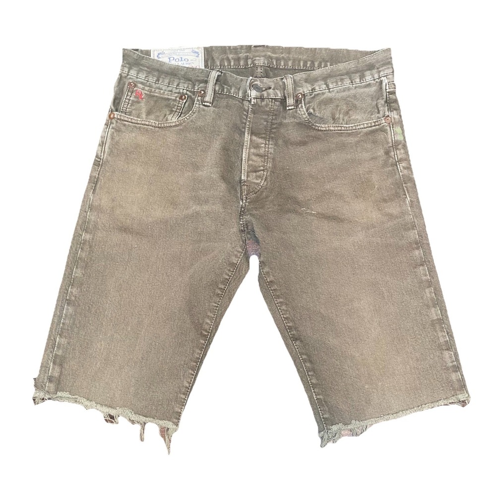 Polo Ralph Lauren Varwick Slim Washed Brown Denim Cutoff Shorts Size 31